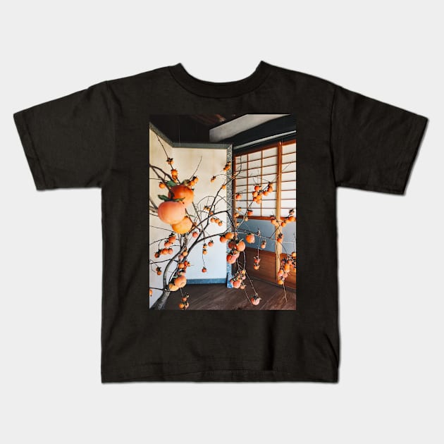 Japanese Aesthetics - Persimmon Flower Arrangement Kids T-Shirt by visualspectrum